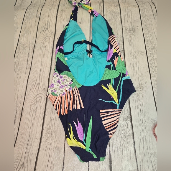 Trina Turk Blue Midnight Multicolor One Piece Swimsuit L77648 Size 12 - Picture 5 of 10
